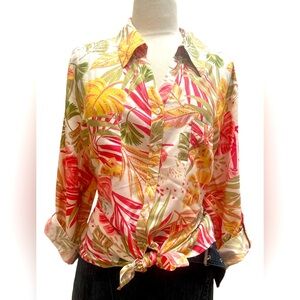 Emily Daniels Women's🌸 Floral Button Down Shirt - Yellow and Pink